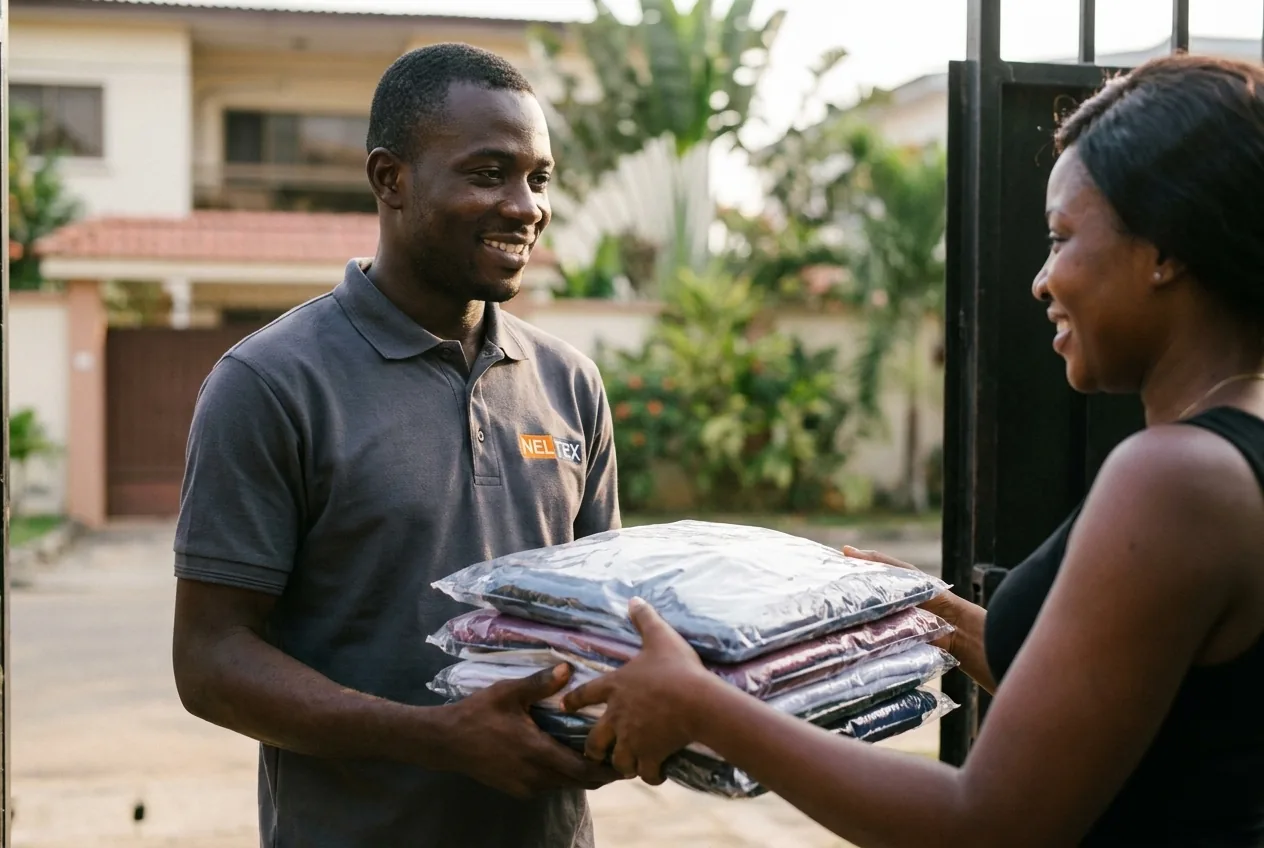 Collecte du linge chez un client, Abidjan